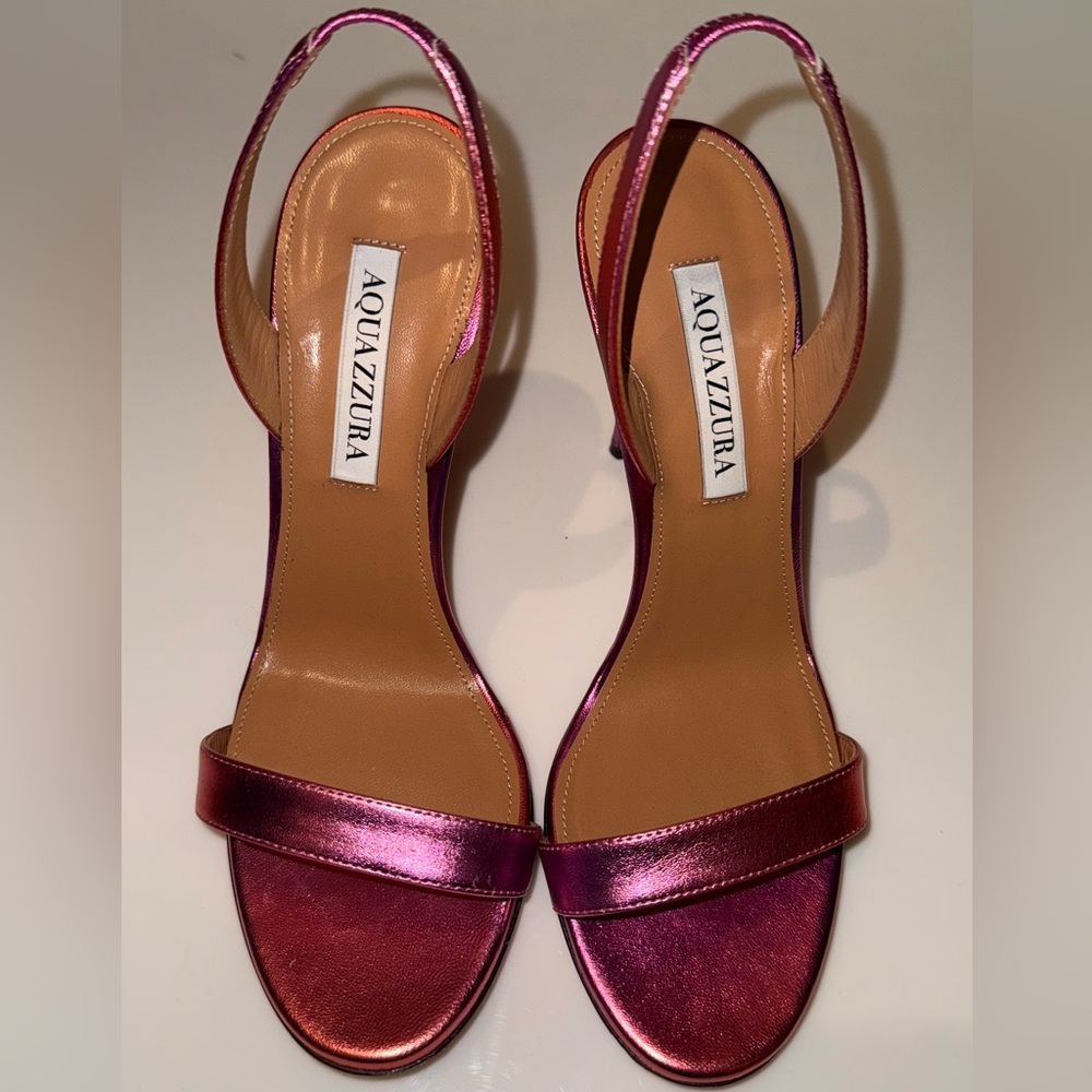 Aquazzura Metallic Pink Slingback Heels – Size 38 (Like New) W/ Box & Dustbag